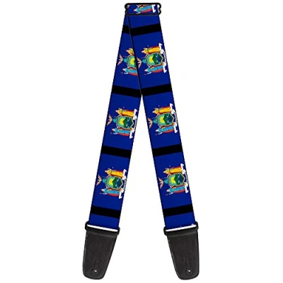 Image of Buckle Down Guitar Strap New York Flags Black 2 Inches Wide