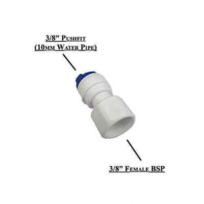 Image of 3/4&quot; 1/2&quot; 3/8&quot; 1/4&quot; 7/16&quot; Female BSP Fitting Connectors X 6mm or 10mm water pipe, Aquatic, Fish, Reverse Osmosis (3/8&quot; Pushfit)