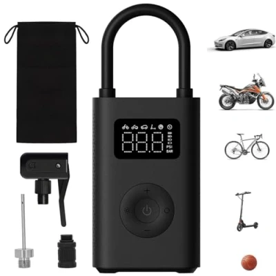 Image of Xiaomi Portable Electric Air Compressor, 150 PSI Tire Inflator for Car, Scooter, Bike Tires and Balls Cordless with Digital Pressure Detection Charcoal Black