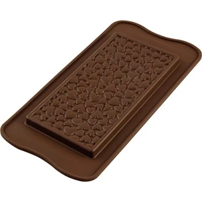 Image of Silikomart 22.138.77.0065 Chocolate Love Bar Mould, Silicone, Brown, 6.10 x 2.99 0.33