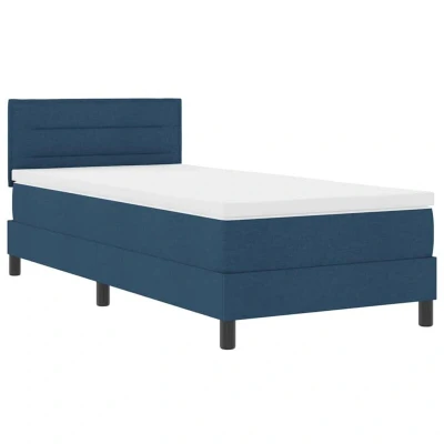 Image of Box Spring Bed with Mattress Blue 90x200 cm Fabric vidaXL