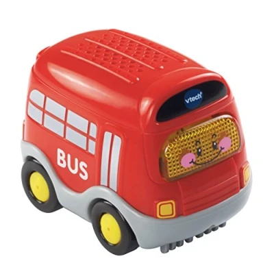 Image of VTech Toot Drivers Bus, Toy Car for 1 Year Old, Pretend Play Vehicle with Lights &amp; Sounds, Interactive Toddlers 12 Months, 2, 3, 4 +, English Version,Red