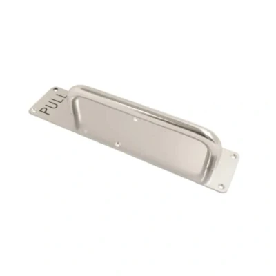 Image of VIBE 19mm Pull Handle on Printed Plate 300x19mm (400x75mm Plate) in Satin Anodised Aluminium for Sliding Door and Heavy Duty Push