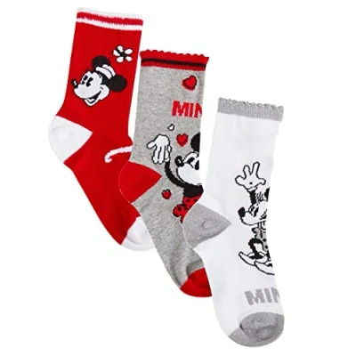 Image of Minnie Mouse Socks (Pack of 3) Red EU 31 34