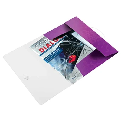 Image of Leitz 3 Flap Folder, Holds up to 150 A4 Sheets, Elastic Closure, Flexible Plastic, Purple, WOW Range, 45990062