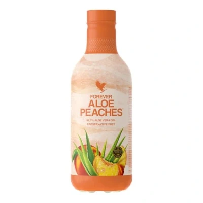Image of Forever Living Products Aloe Peaches PET, 1000ml, Peach Flavored Vera gel, 83.4% pure inner leaf Aoe No added preservatives, Gluten Free, Vegan friendly