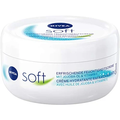 Image of NIVEA Soft Refreshing Moisturising Cream (50 ml), Nourishing with Vitamin E and Jojoba Oil, Fast Absorbing Skin