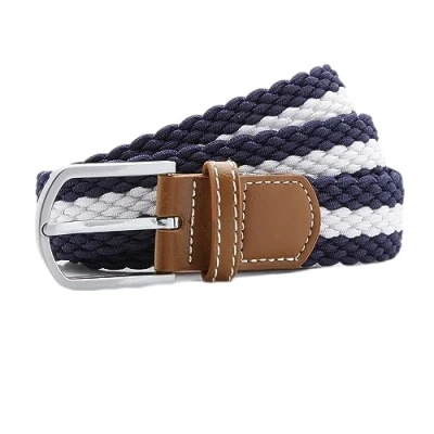 Image of Asquith &amp; Fox Stripe Braid Stretch Belt, Multicolour (Navy/White 000), 38 (Size:One Size)