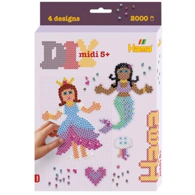 Image of Hama Hanging Box Princess and Mermaid Approx. 2.000 Beads, 1 pegboard No. 258, gems, Colour Printed Design Sheet, Instructions Ironing Paper