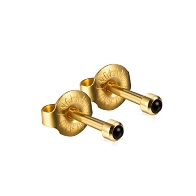 Image of Caflon Official Blu Ear Piercing Studs Gold Black Cabachon (1 Pair)