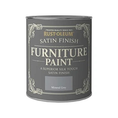 Image of Rust Oleum Grey Furniture Paint in Satin Finish Mineral 750ml