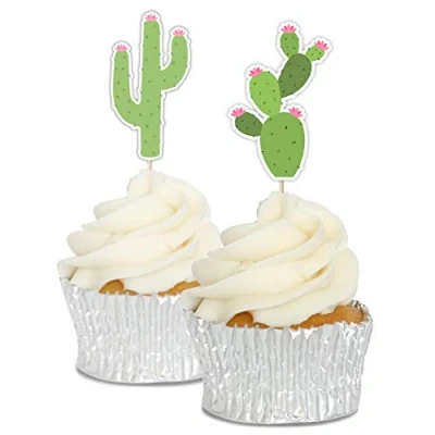 Image of Cactus Cupcake Toppers 12/pk Cake Decorations Picks Pic