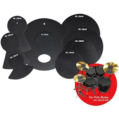 Image of Vic FIrth Silent Practice Individual Drum Mute Pad Set Diameter Sizes: 10, 12, 14(x2), 18&quot;, HiHat and cymbal (x2)