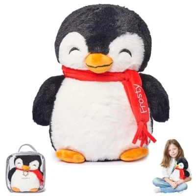 Image of Weighted Stuffed Animals 1.4 Kg for Anxiety Relief Penguin Plush Kids &amp; Adults Teddy Carrying Bag Included Machine Washable Plushies