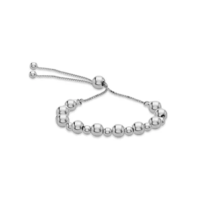 Image of Tuscany Silver Women&#039;s Sterling 4mm and 6mm Balls Adjustable Slider Bracelet of 10cm/4 23cm/9&quot;&quot;