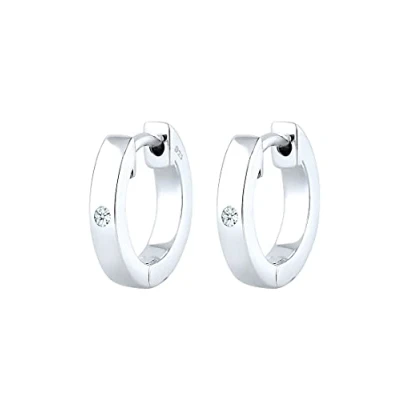 Image of Elli DIAMONDS Earrings Women Creole Basic Diamond (0.03 ct.) in 925 Sterling Silver