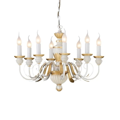 Image of Firenze 8 Light Chandelier Ivory, Gold Finish, E14