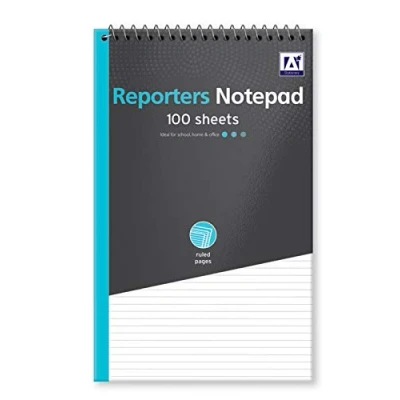 Image of Reporters Ruled White Paper Writing Notepad Twinwire 100 Sheets
