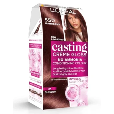 Image of L’Oréal Paris Ammonia Free Semi Permanent Hair Dye, 550 Mahogany, Glossy Colour, Natural Looking Finish, For up to 28 Shampoos, Casting Crème Gloss, 1 Application
