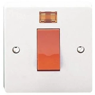 Image of Crabtree 1 Gang 45A DP Cooker Switch with Neon, White