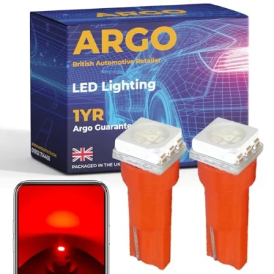 Image of Argo T5 bulb led Smd Red Dashboard 286 Bulbs 12v Instrument Dash Panel Clocks Dials Xenon Van Interior Car Speedometer Gauge Cluster Speedo Light