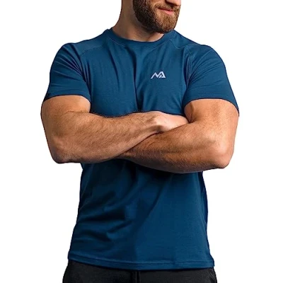 Image of Natural Athlet Slim Fit Fitness T Shirt for Men Long Quick Drying Gym Bodybuilding, Strengthening and Sports