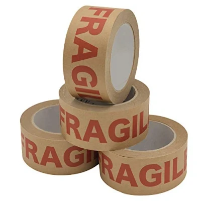 Image of NATEE® Strong Paper Packaging Tape Eco Friendly Fully Recyclable Rolls Fragile Printed Kraft for Packing Parcels and Boxes Brown Sticky Tapes 50m x 50mm Width (4)