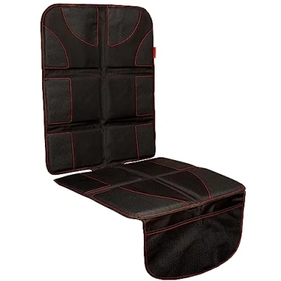 Image of Lusso Gear Car Seat Protector for Child Seat, Non Slip Waterproof Leather Seats with Thick Padding and 2 Mesh Storage Pockets, Baby Protectors Under Carseat (Red)