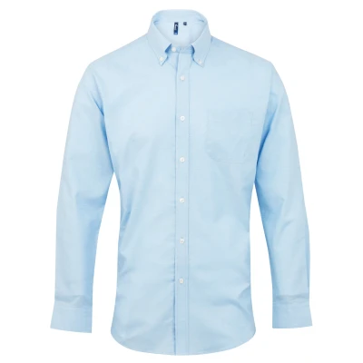 Image of Premier Mens Signature Oxford Long Sleeve Work Shirt (Light Blue) Size 18R