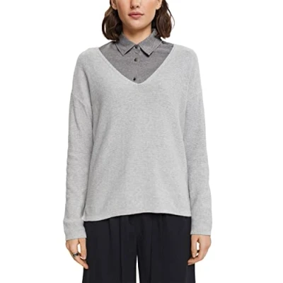 Image of ESPRIT Women&#039;s 993ee1i307 Sweater, Light Grey, S