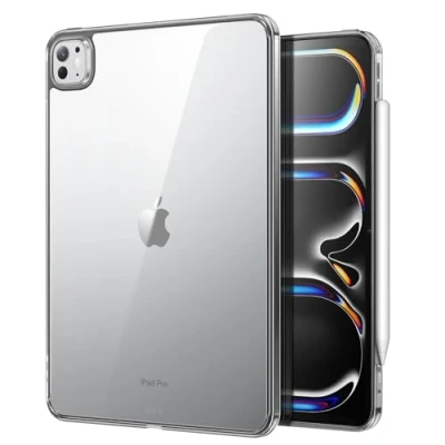 Image of ESR for iPad Pro 11 inch Case (2024), Thin and Lightweight, Shock Drop Protection, Yellowing Resistant, Hard Back, Supports Apple Pencil (USB C), Classic Series, Clear, Black Edge
