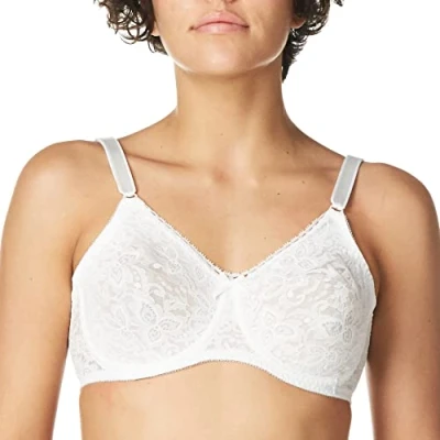 Image of Bali Women&#039;s N Smooth Stretch Lace Underwire Bra Df3432, Opaque, White, 42C