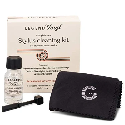 Image of Stylus Cleaner Kit Carbon Fibre Cleaning Brush Fluid with Microfibre Large Cloth for Record