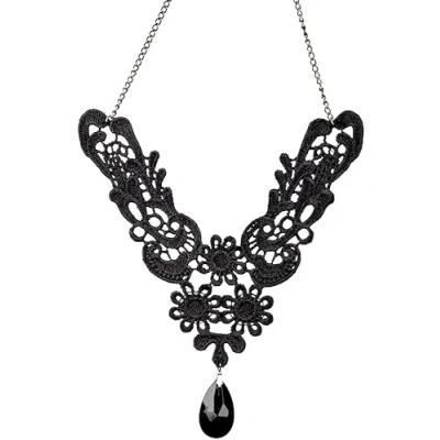 Image of Wicked Costumes Gothic Black Lace Necklace Halloween Fancy Dress Costume Accessory