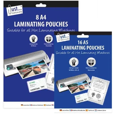 Image of PaulStore A4/A5 Laminating Pouches Gloss Laminator Laminate Sheets Sleeves 140 70x2 Micron (A4 32 Pouches)