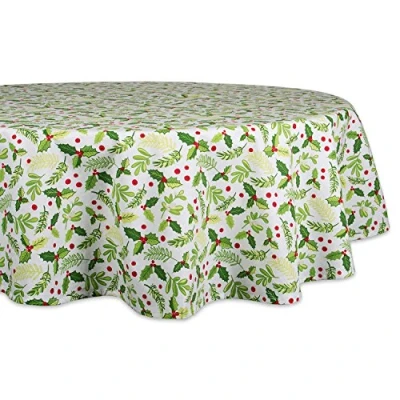 Image of DII Boughs of Holly Collection Decorative Holiday Dining Table &amp; Kitchen Décor, Tablecloth, 70&quot; Round, Christmas Greenery