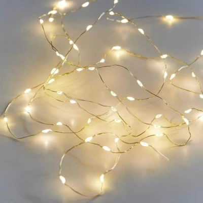Image of Talking Tables Battery Operated Led String Lights for Indoor use with Gold Wire Christmas Table Decorations, Wedding, Valentine&#039;s Day, Engagement Party, Anniversary 60 Bulbs 3m