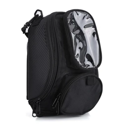 Image of Motorcycle Bag, Black Universal Motorbike Riding Strong Magnetic Waterproof Oil Fuel Tank Bag for