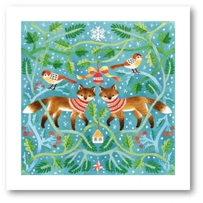 Image of Museums &amp; Galleries Christmas Cards Pack of 8 Festive Foxes in Jumpers Eco Friendly Recyclable