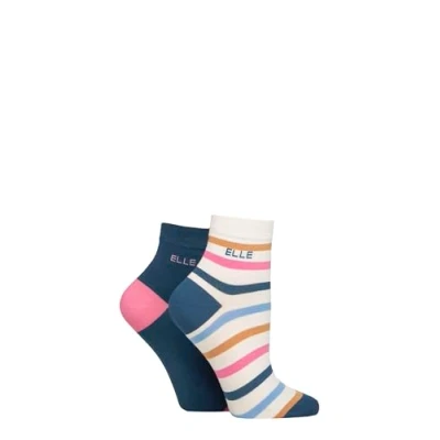 Image of Women&#039;s 2 Pair Elle Bamboo Anklet Socks Seafarer Stripe 4 8