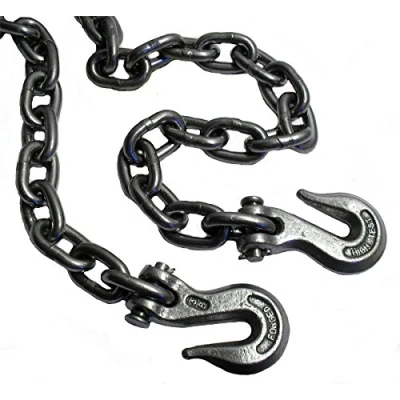 Image of AB Tools Toolzone 14ft Heavy Duty 3/8&#039;&#039; Tow Towing Chain 2 Clevis Grab Hooks Farm Garage TE148