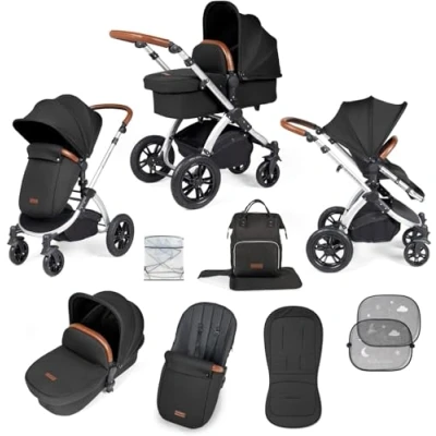 Image of Ickle Bubba Stomp Luxe 2 in 1 Pushchair Silver/Midnight/Tan