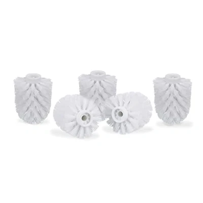 Image of Relaxdays toilet brush head in a set of 5, loose brushes 9.5 mm thread, replacement diameter 9 x 7 cm, white