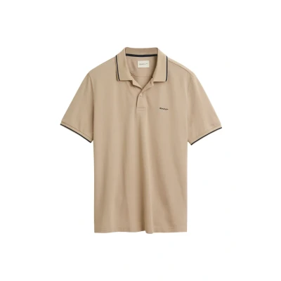 Image of GANT Tipping Polo shirt, Men&#039;s, Size: XL, Beige dry sand
