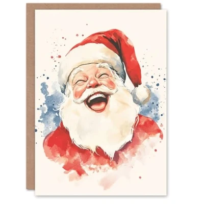 Image of Wee Blue Coo Happy Jolly Santa Claus Festive Fun Xmas Art Blank For All Christmas Card