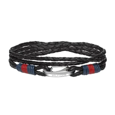 Image of Tommy Hilfiger Jewelry Men&#039;s Leather Bracelet Black 2700534