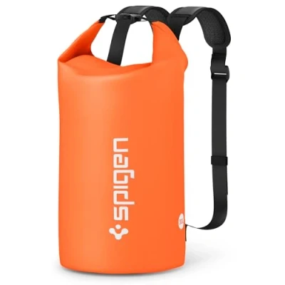 Image of Spigen Aqua Shield Waterproof Dry Bag Rucksack 30L, [Mesh Lined Padded Straps] [Roll Top Closure] Backpack for Swimming, Paddle Boarding, Fishing, Kayaking, Camping, and Boating Sunset Orange