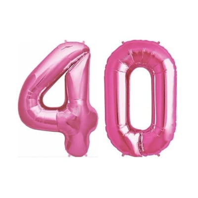 Image of Pink Number 40 Foil Balloon, 101cm