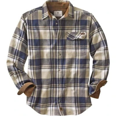Image of Legendary Whitetails Men&#039;s Buck Camp Flannel, Long Sleeve Plaid Button Down Casual Shirt, Corduroy Cuffs, Shale Plaid, 3XL