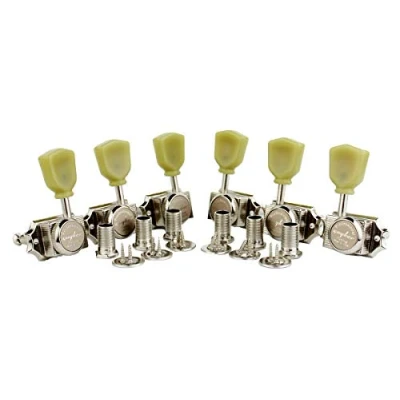Image of Guyker 6Pcs Guitar Locking String Tuning Pegs (3R + 3L) 1:15 Vintage Deluxe Style Tuners Key Machine Heads Set with Keystone Knobs Replacement for Les Paul Electric, Folk or Acoustic Guitars